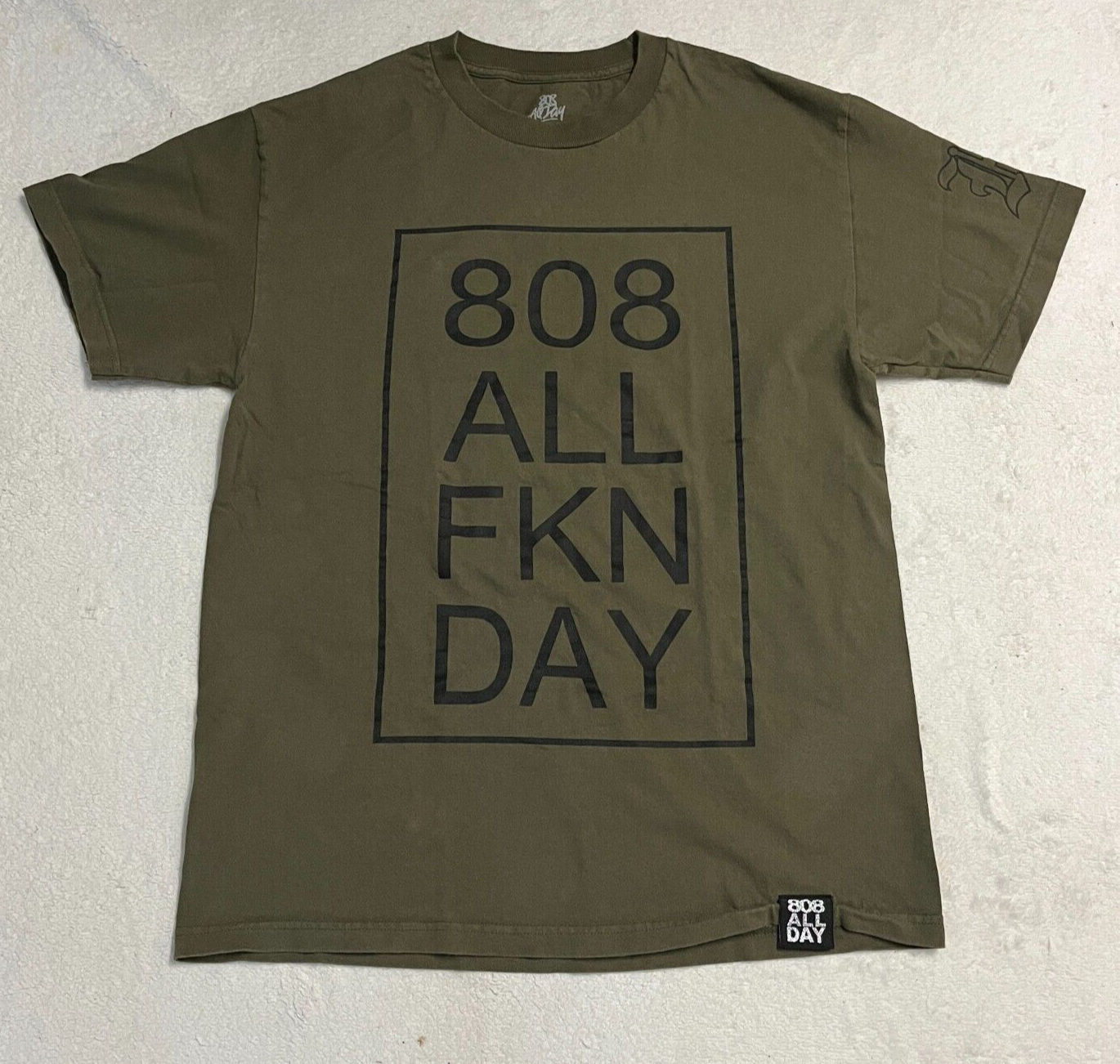 その他 Dear world half style / non color 808 All Day Shirt Adult Large Green Logo Spell Out