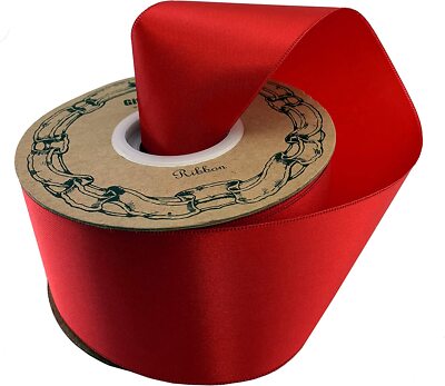 Red Satin Christmas Tree Ribbon - 2'' x 50 Yards, Veteran's Day, Gift Wrap, DIY
