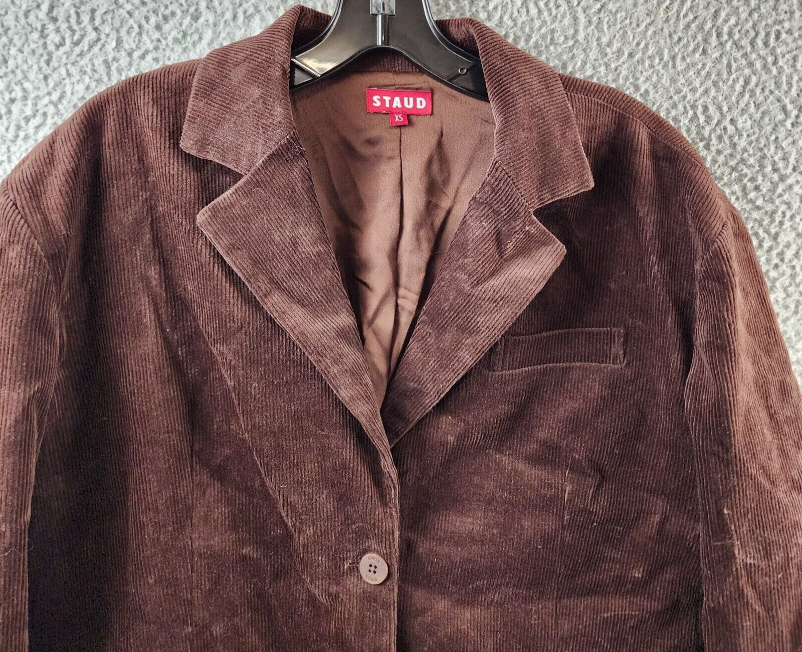 STAUD Trek Corduroy Blazer Women's XS Mahogany Flap Pockets Button Front L/S - Picture 3 of 13
