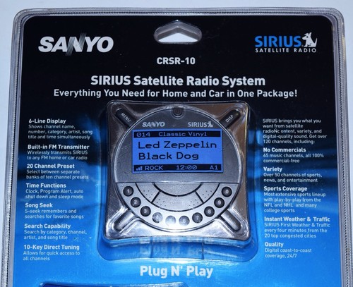 NEW Sanyo CRSR-10 Sirius Satellite Receiver Car and Home Kit