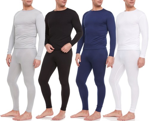 Men Winter Microfiber Fleece Thermal Lined Long Johns Warm Underwear Shirt Pants