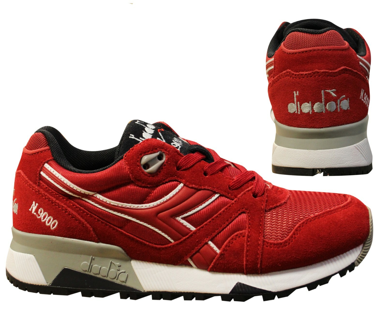 DIADORA N9000 NYL II Rosso Maglia in pelle e pelle scamosciata stringati Sneaker Uomo C6273 B3D | eBay