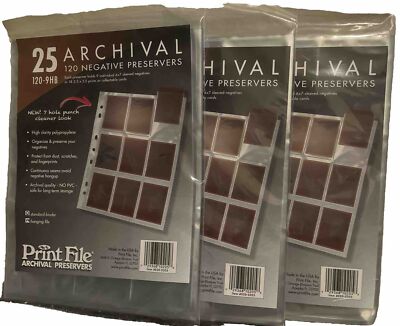 Print File (25) Archival 120 Negative Print Preservers 120-9HB Collectable Cards