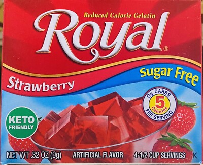 Royal SUGAR FREE STRAWBERRY Gelatin Mix Dessert .32 oz Box