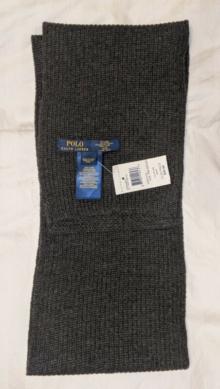 LAST! Polo Ralph Lauren boys/ youth / mens scarf, Grey, 5 ft, 55% wool/45% nylon