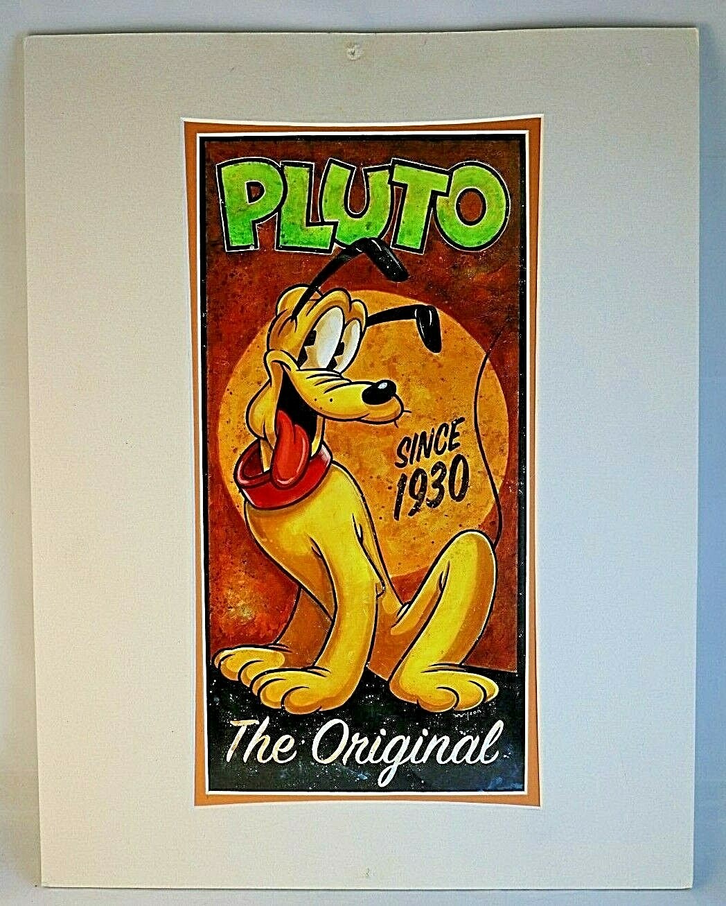 Disney - anplutoページ Rare Disney Pluto Original Since 1930 Lithograph Mounted