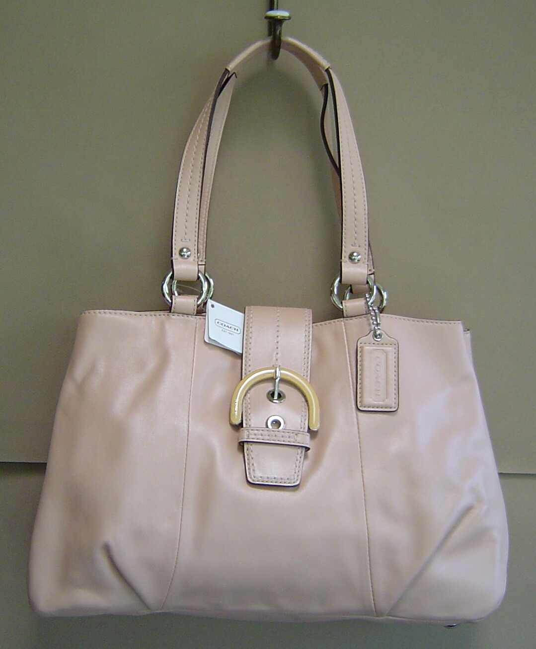 NWT $378 COACH Soho Leather East West Tote SHELL PINK Bag