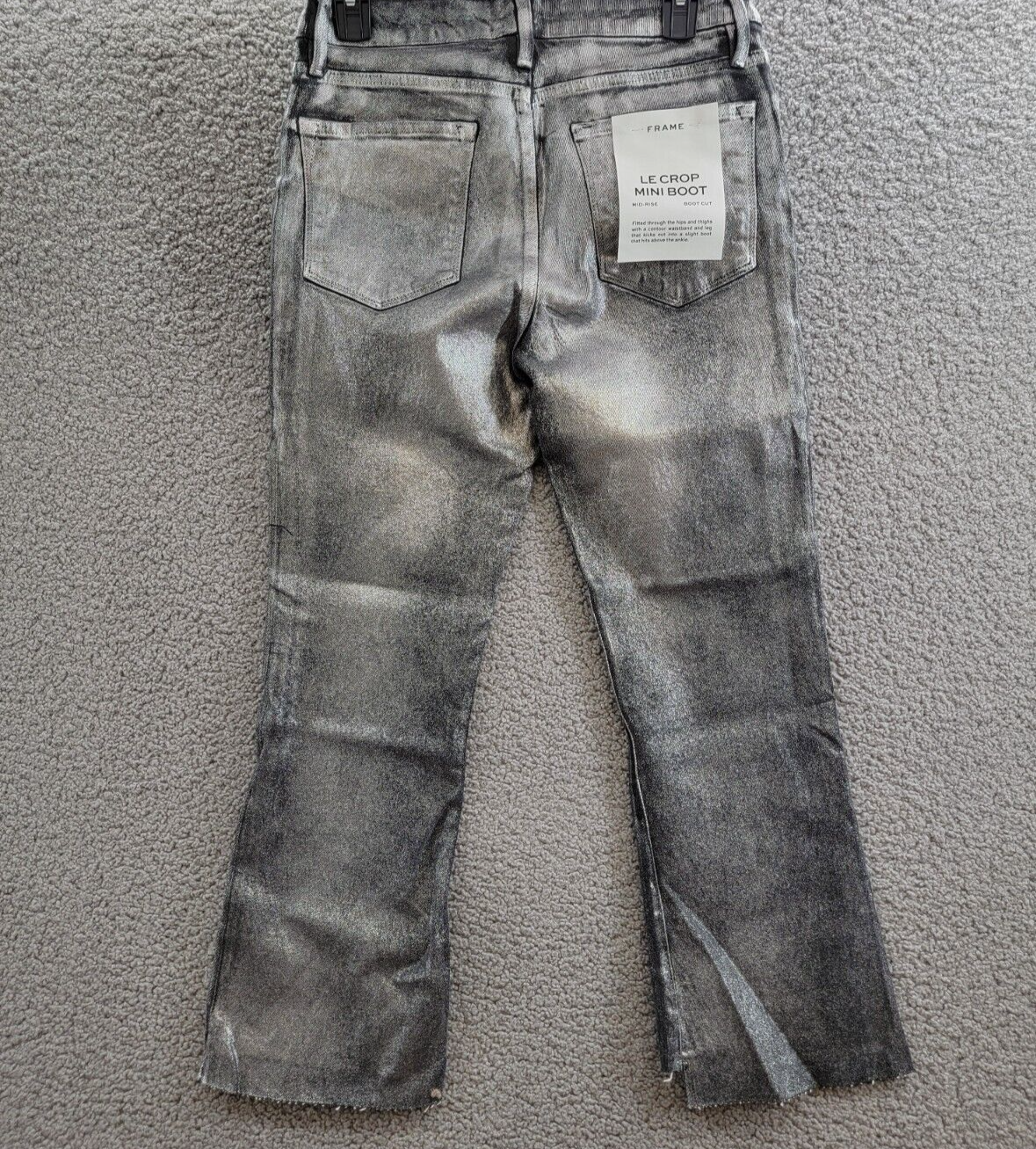 FRAME Le Crop Mini Mid Rise Coated Bootcut Jeans Women's 28 Gunmetal Button Zip - Picture 12 of 18