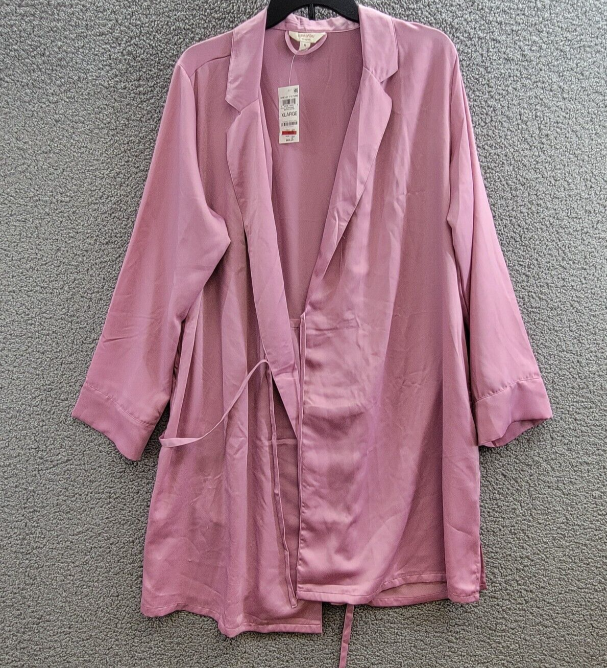 State of Day Crepe de Chine Self-Tie Robe Women's XL Mauve Orchid Long Sleeve - Picture 2 of 16