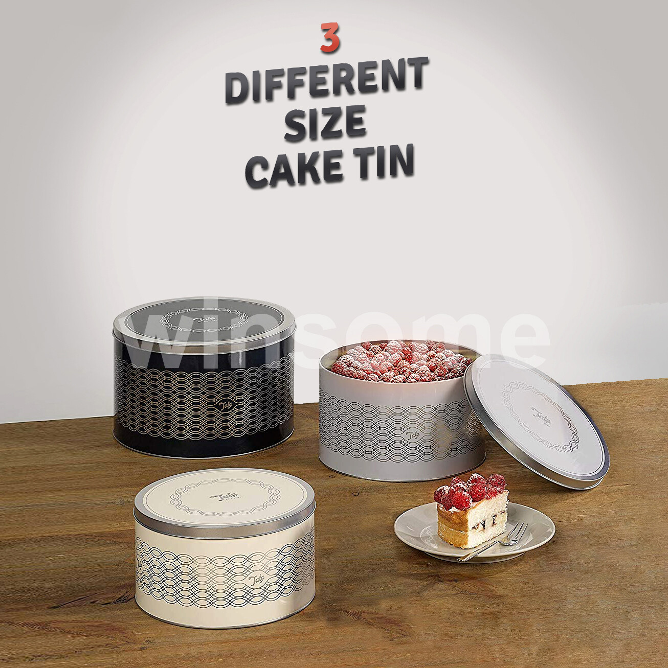 Round Cake Storage Tins Carriers Caddies Sweet Biscuit Barrel Muffin