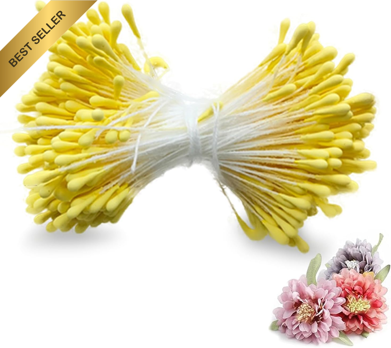 Pack of 380 Artificial Flower Stamens, Pipe Cleaners, Yellow Flower Stamens with