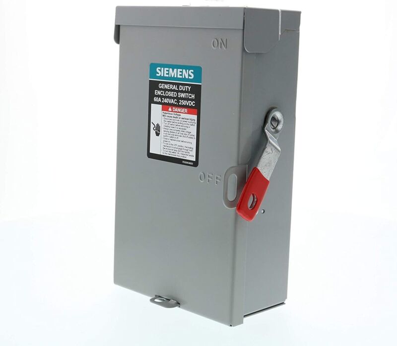 Siemens GF322NA Safety Switch Disconnect Fusible 60 Amp 3 Pole 4wire 240V Indoor