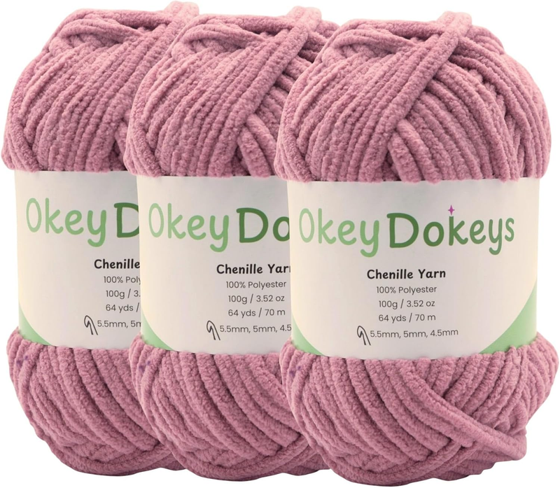 Super Bulky Chenille Yarn Size 6, 3-Pack (300G/228Y), Thick Fluffy Yarn for Croc