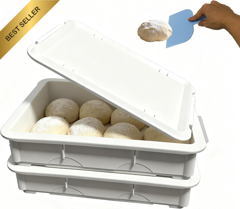 2 Pack Pizza Dough Proofing Boxes with Lids, Stackable Commercial Quality Bpa-Fr