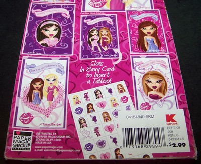 Bratz Valentines Day Cards & Glitter Tattoos 34 Count