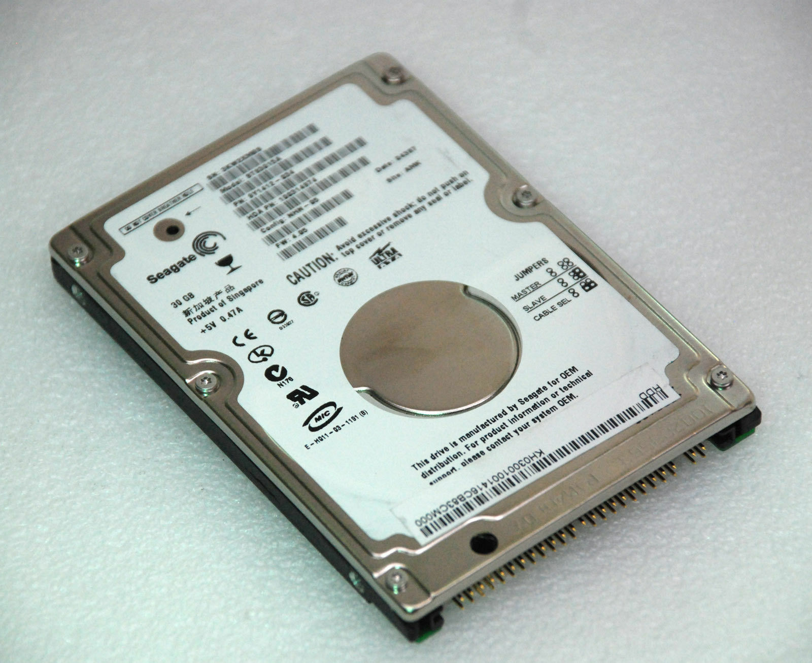 Disque Dur Hitachi 30GB 2.5" - Réf IC25N030ATMR04-0, IDE, Pour Notebook - Occasion
