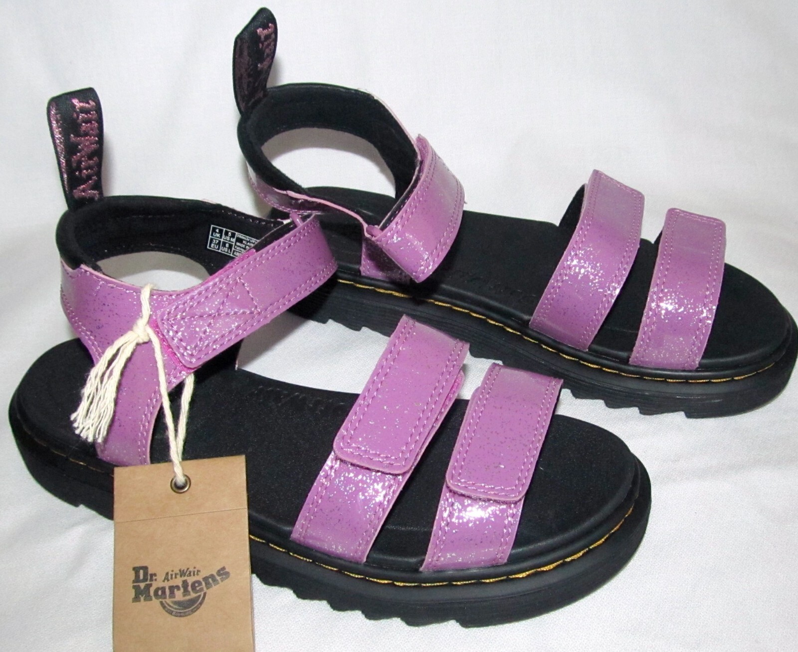 New Dr Martens Klaire Cosmic Pink Glitter Leather Strappy Sandals Womens  Size 6 | eBay