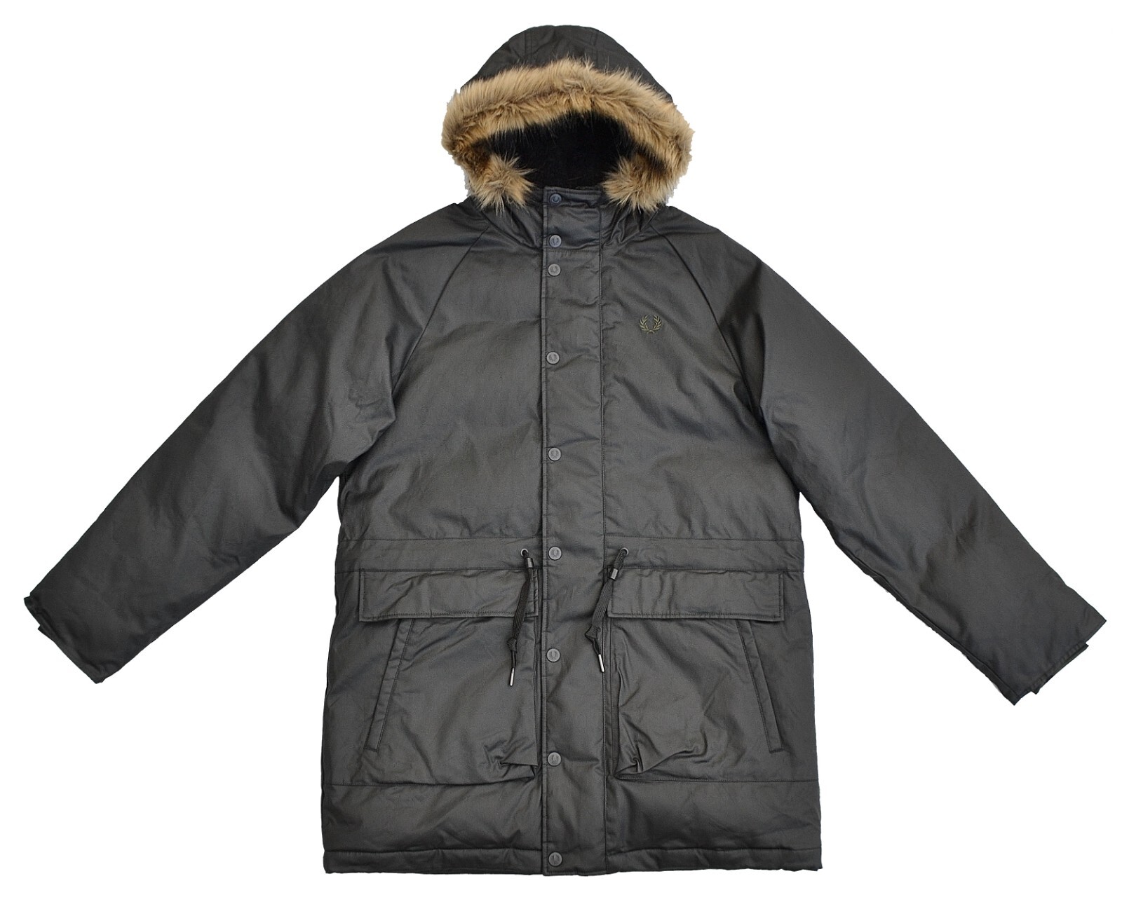 FRED PERRY FRED PERRY - PARKA JACKE PADDED WAXED COTTON JACKET - SCHWARZ - M XL XXL - NEU