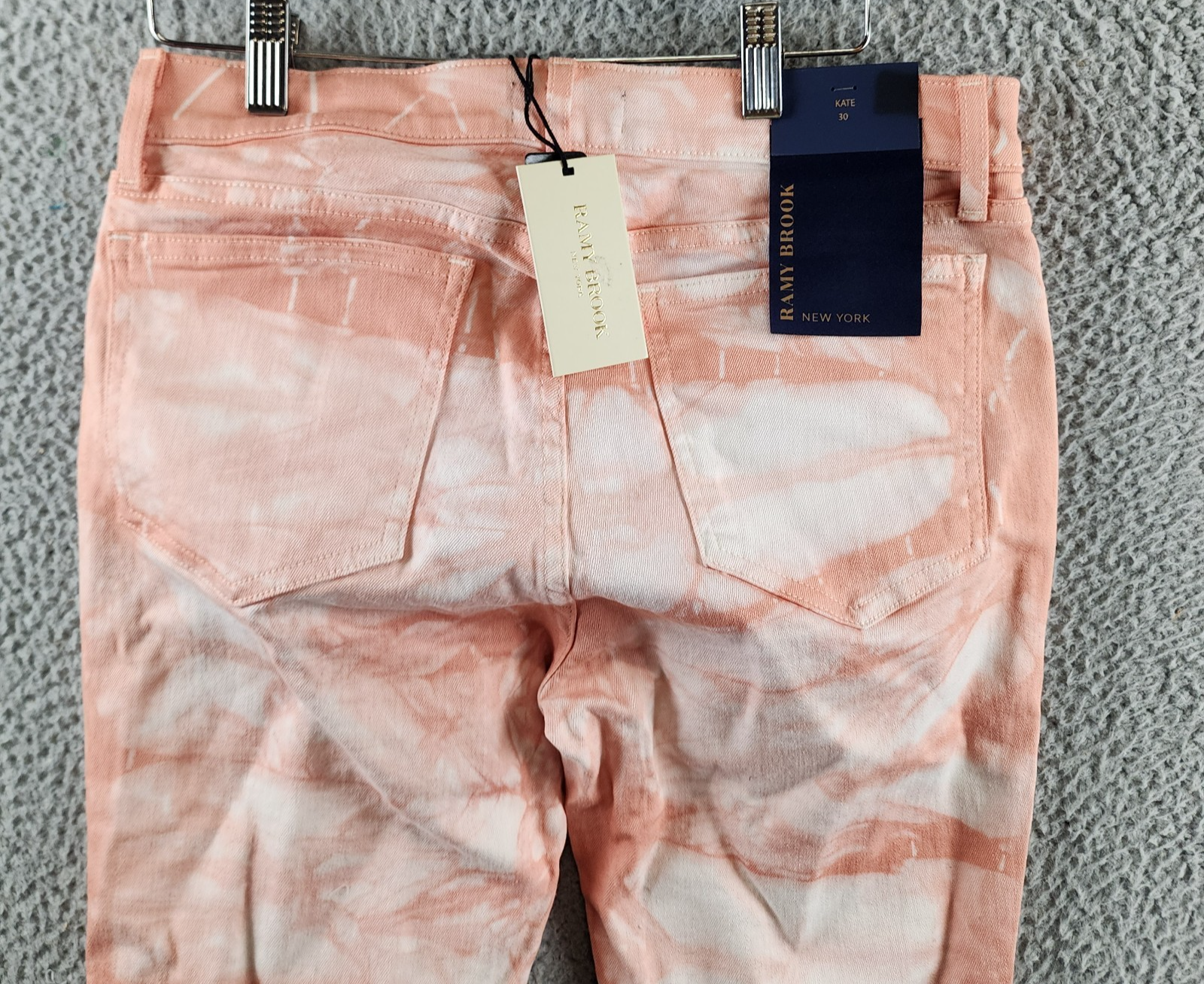 Ramy Brook Katie Mid-Rise Motto Skinny Jeans Women's 30 Pink Tie Dye Zip Closure - Picture 15 of 17