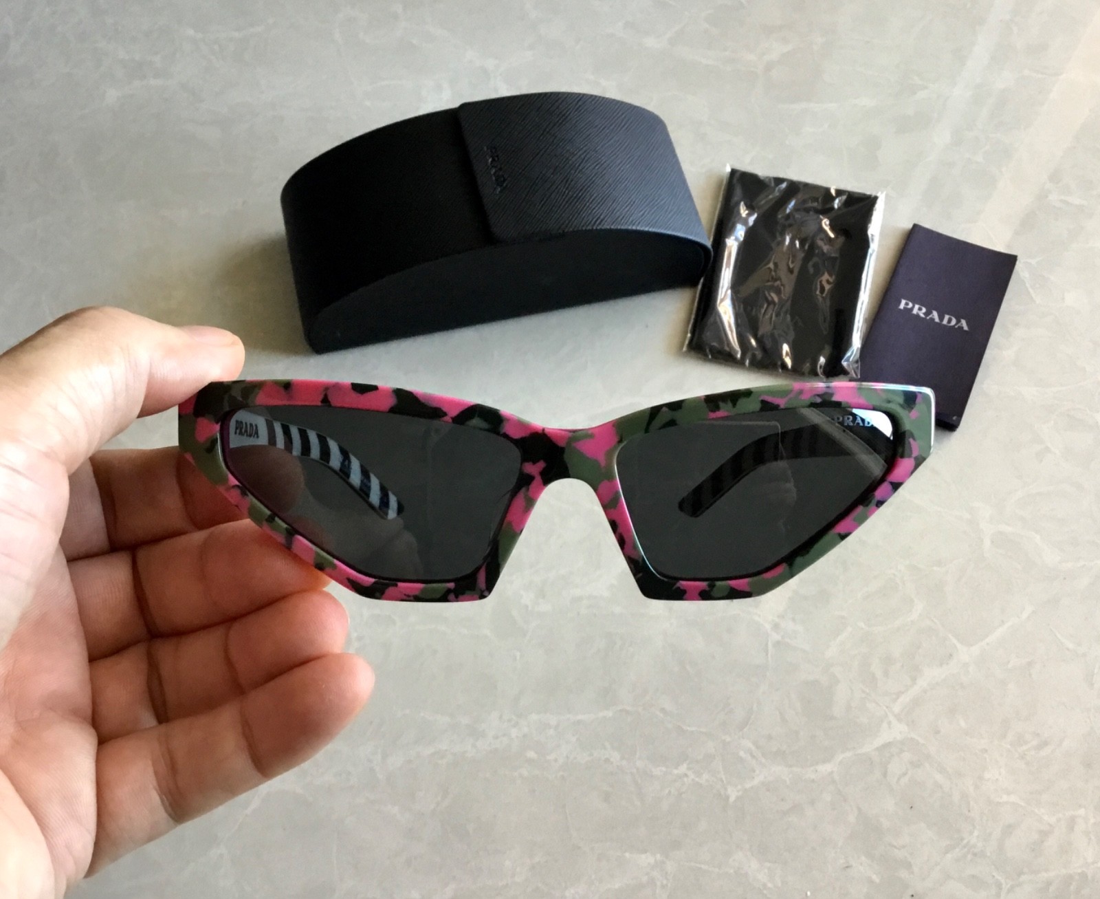 $380 Authentic Prada Pink Camouflage Cat-Eye Fashion
