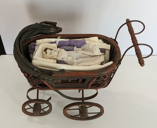 イギリスヴィンテージ 1940年 ドール乳母車 baby carriage 小 イギリスヴィンテージ 1940年 ドール乳母車 baby carriage 大