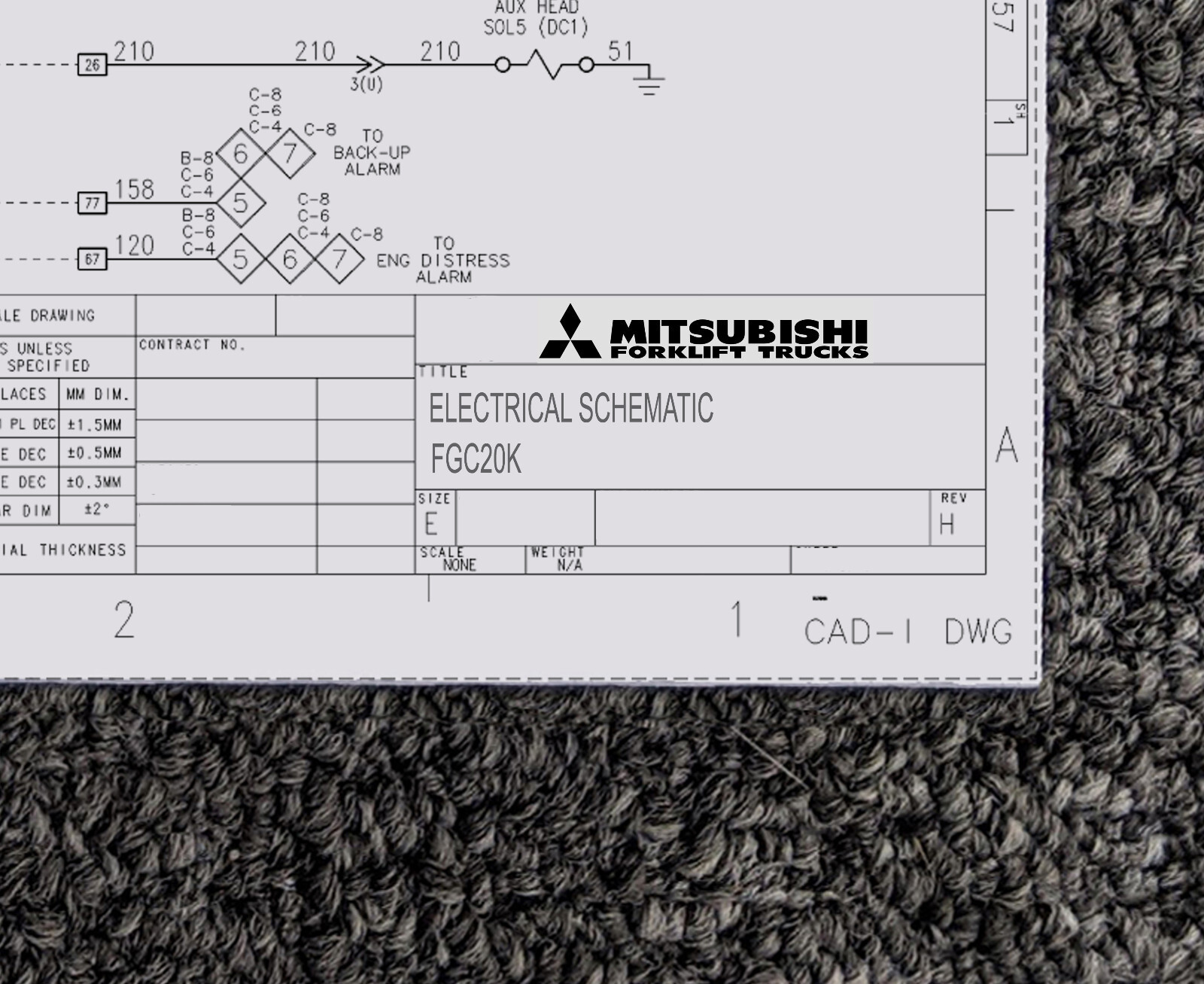 Mitsubishi Forklift FGC20K Electrical Wiring Diagram Manual