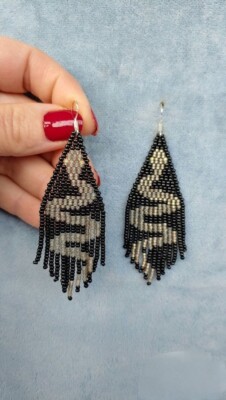 Tribal Earrings Native  Boho American Seed Beads Handmade Earring