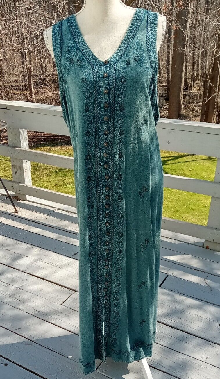 L'Pogee Embroidered Hippie/Maxi Dress Vintage One Size
