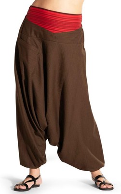 The Veshti Company Comfy Women's Yoga Harem Pants Elastic One Size, Brown 