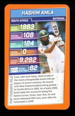1 x info card Legend Cricket HASHIM AMLA - R040