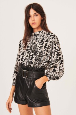 Bash Paris Ba&sh Opus Black White Printed Blouse Top Size Medium