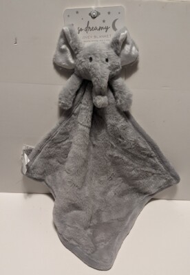 NWT So Dreamy Baby Lovey Blanket Grey Elephant 15'' Square Security Thick Soft