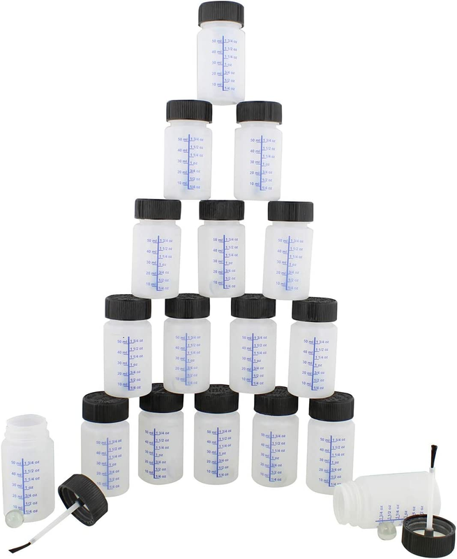 ABN Auto Paint Touch up Bottles - 50Pk Empty Paint Bottles with Brush Applicator