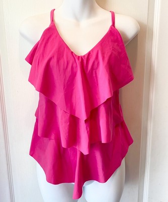 New Venus Electric Pink Ruffled Tankini 12