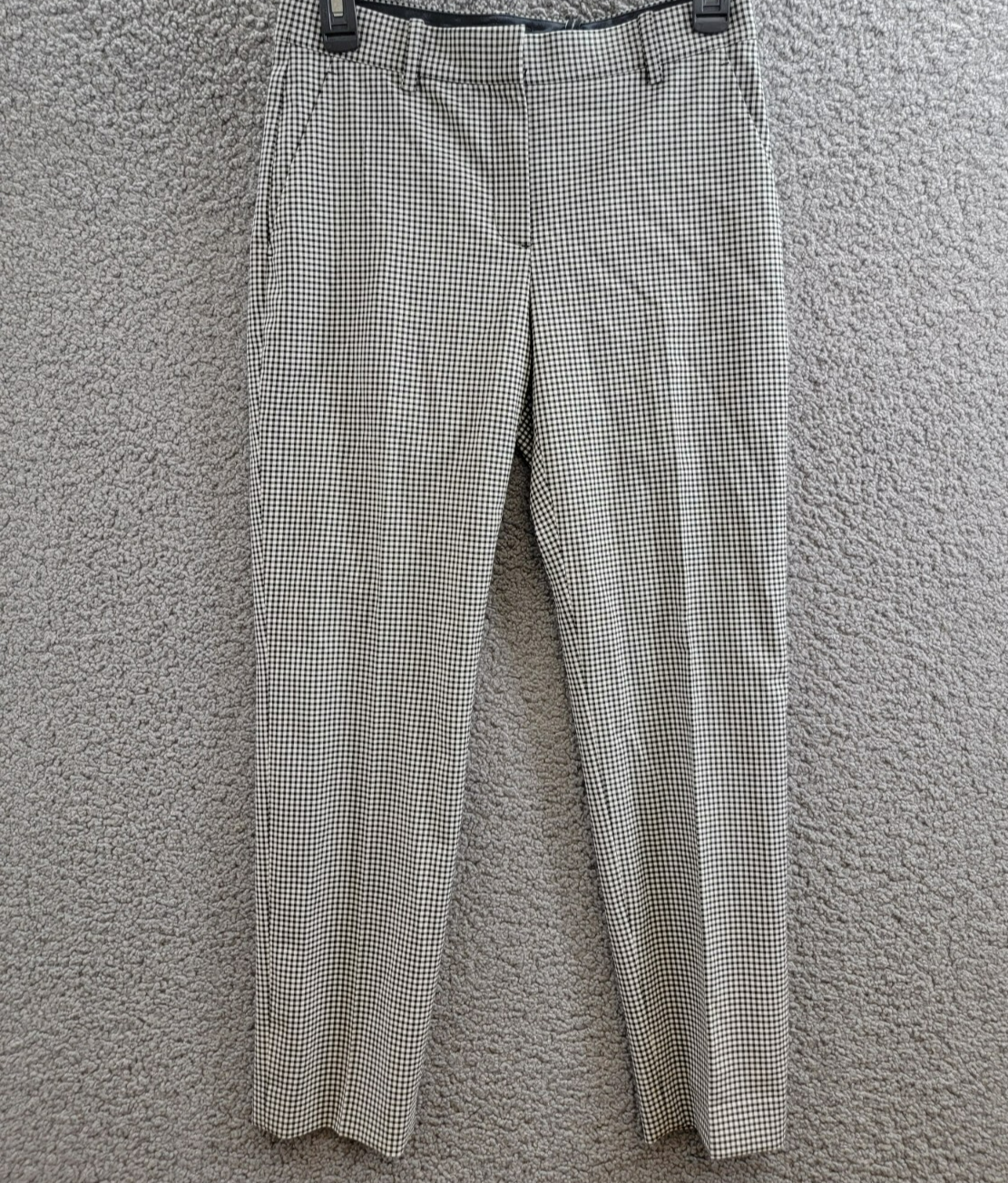 Theory Tailored Check Cropped Pants Women' 00 Black Multi Wool Blend Hook & Bar - Picture 2 of 18