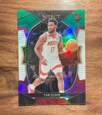 Tari Eason RC 2022-23 Panini Select Concourse Green White Purple Prizm Rockets