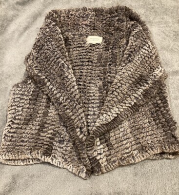Bagatelle Faux Rabbit Fur Super Soft Neutrals Beige Gray Vest Women's Open Front