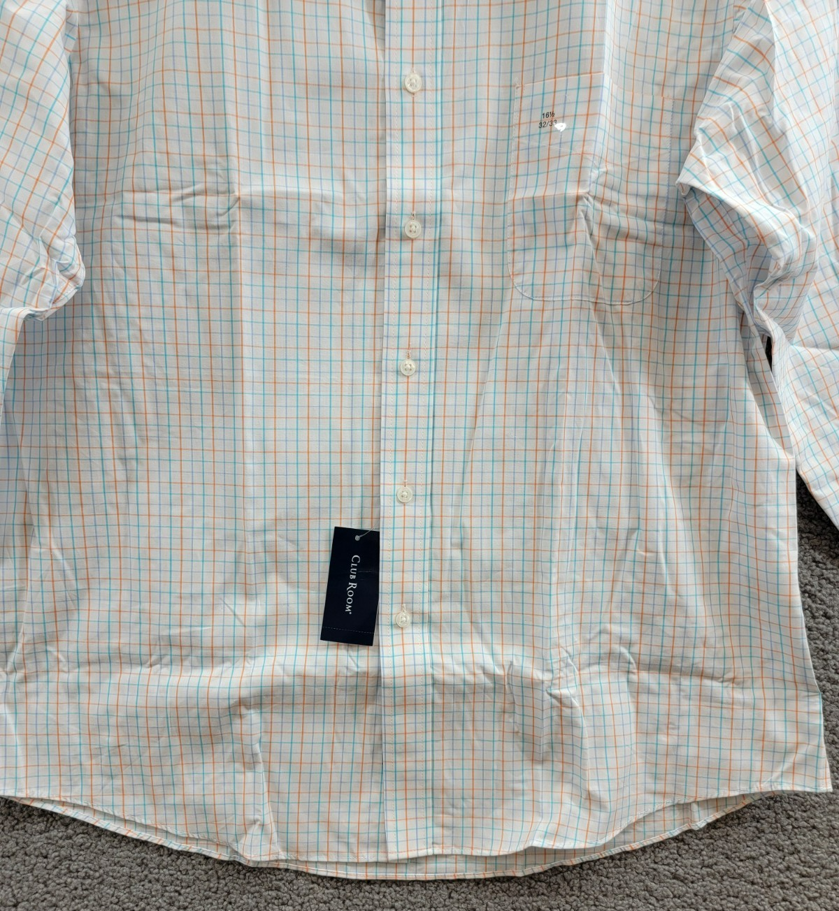 Club Room Regular Fit Performance Dress Shirt Men's 16.5 32-33 Orange/Aqua L/S - Picture 4 of 18