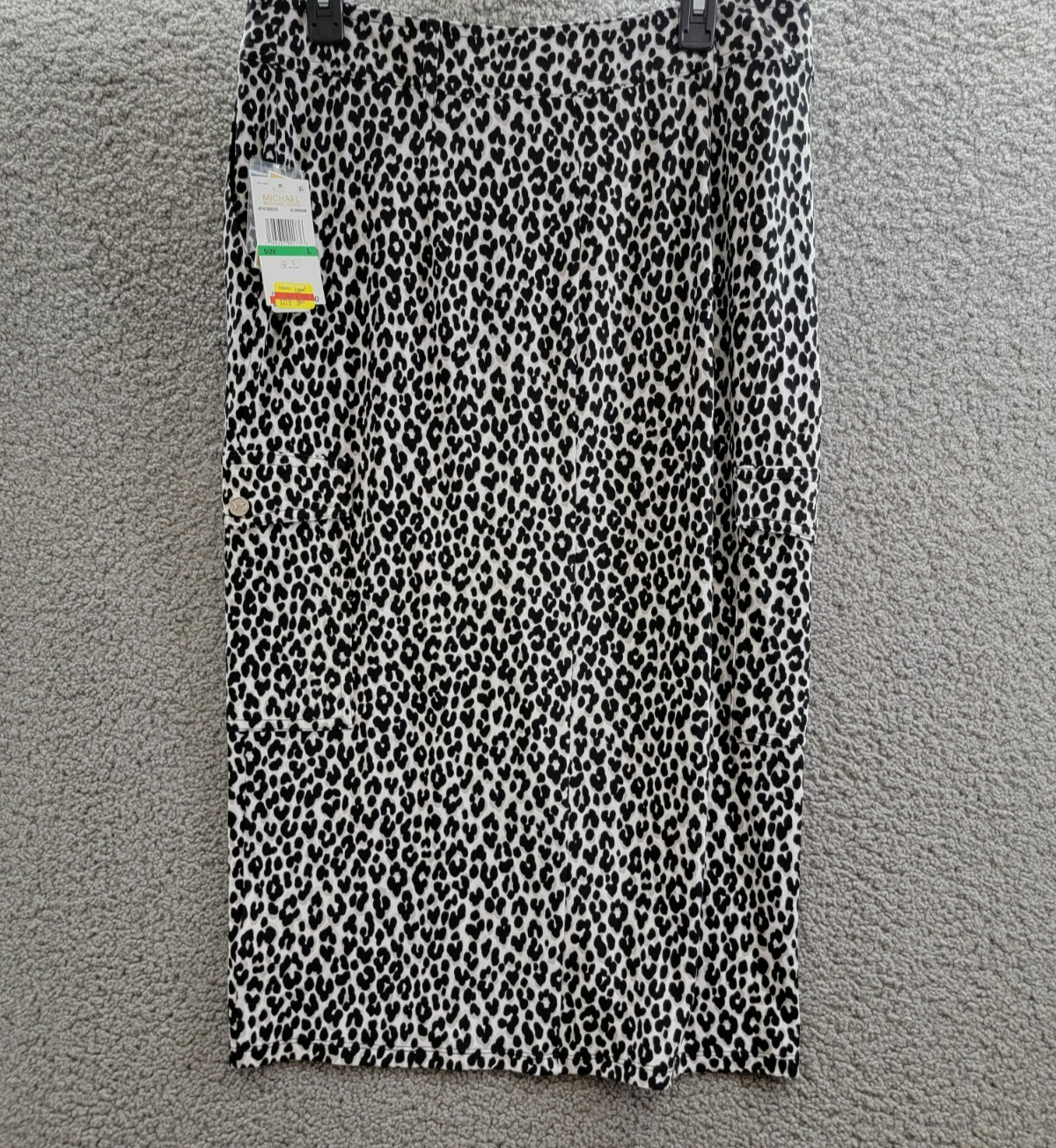MICHAEL Michael Kors Animal-Print Utility Slit-Front Skirt Women's L Aluminum - Picture 10 of 17