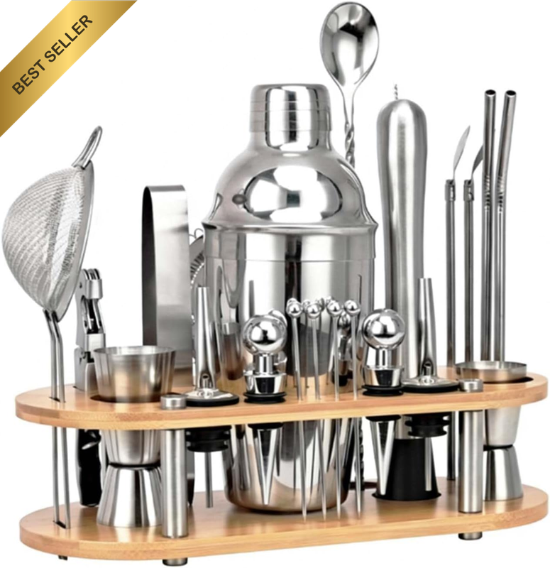 Bartender Kit with Stand 23 Piece Professional Stainless Steel Cocktail Shaker S