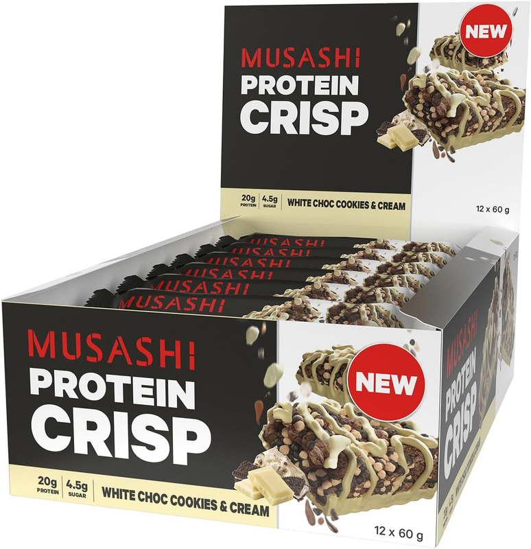 Protein Crisp Bar, White Chocolate Cookies & Cream, High Protein Snack, Low Suga