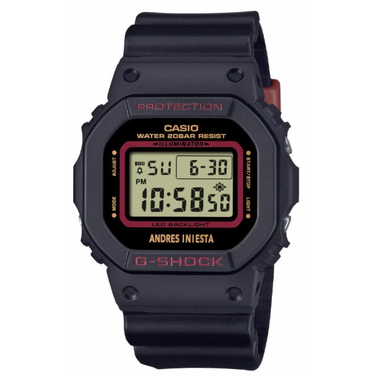 G-SHOCK DW-5600 ANDRÉS INIESTA G-Shock DW-5600AI-1 signature model with soccer great Andrés