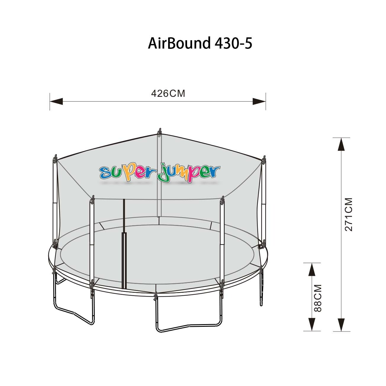 Super Jumper Trampolin 426cm GS und TÜV Rheinland Zertifiziert 