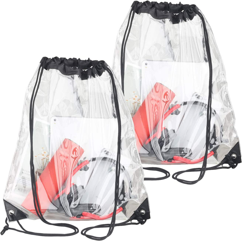 2 Pieces Clear Drawstring Bags, Waterproof Small Clear Bag