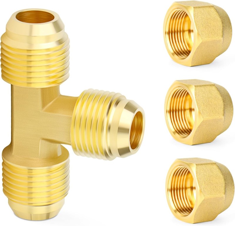 Brass 3 Way Flare Tee Fitting 1/2 Inch Male Tube Adapter Pipe Plumbing Fuel Gas