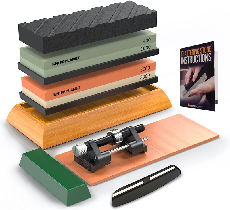 Knife Sharpening Stone Set – 400/1000 and 3000/8000-Grit Professional, Safe Knif