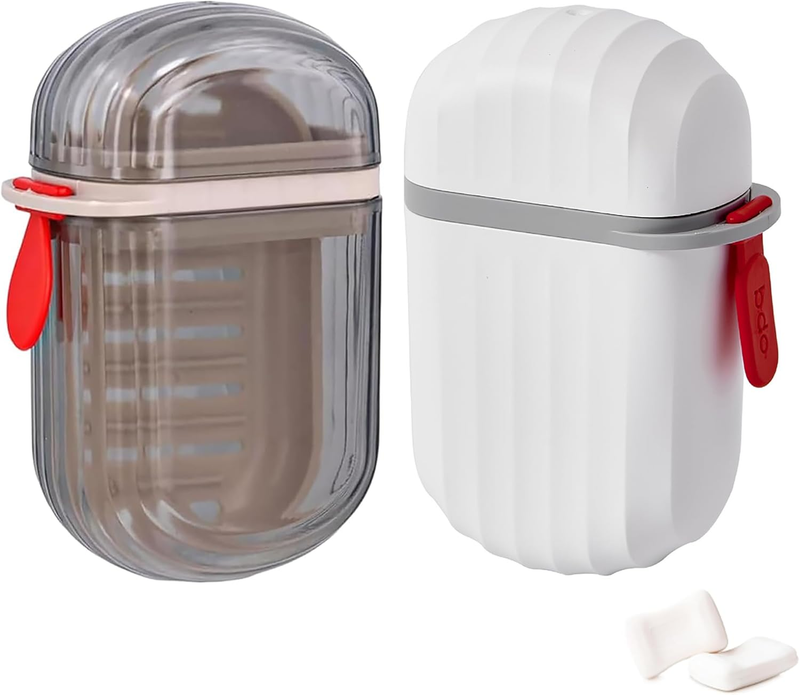 Soap Dish Holder with Lid 2 Pcs, Mini Travel Soap Case with Drainage,Waterproof