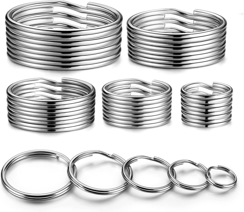 Split Key Ring Assorted, 5 Sizes (1/2 Inch, 3/4 Inch,1 Inch, 1.25 Inch, 1.38 Inc