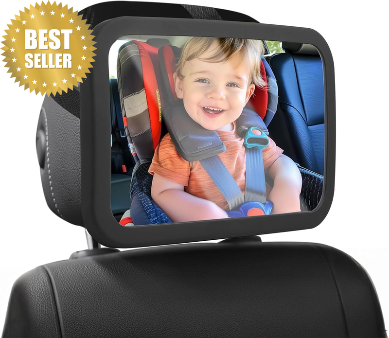Baby Car Mirror - 360° Adjustable, Extra-Large Shatterproof,Wide Crystal Clear V