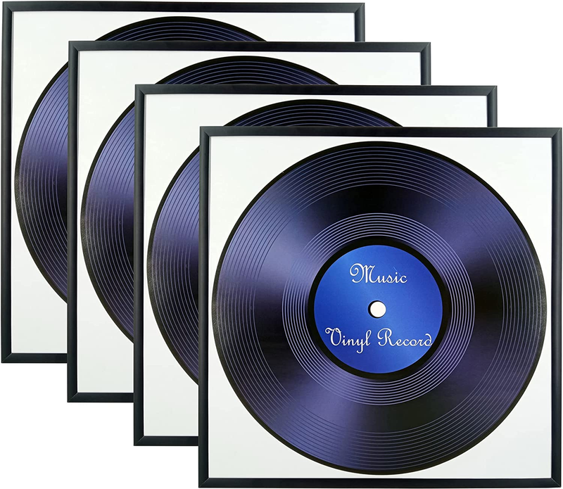 4 Pack, Aluminum Metal Black Music Record Album Frame 12.5x12.5 Inch Picture Fra